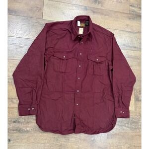 NWT Vintage 80s Eddie Bauer Button Up Flannel Long Sleeve Shirt Maroon Large